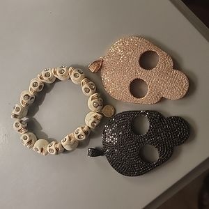 Karli Buxton bracelet and 2 Skull Necklace Pendants SOLD AS SET OF 3